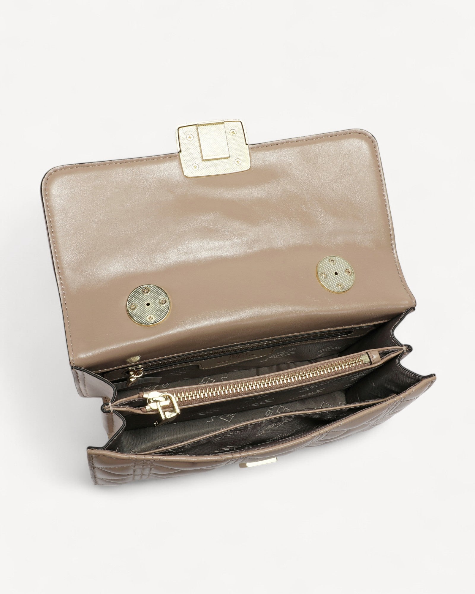 شنطة كتف قفل مغناطيسي بحزام لون بيج - 4