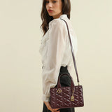 شنطة كتف جلد بحزام قابل للإزالة لون عنابي - 7