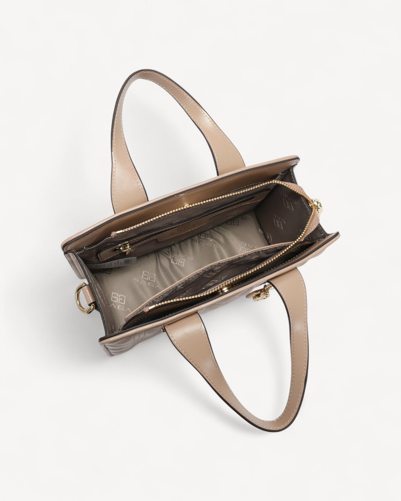 شنطة كتف جلد بحزام قابل للإزالة لون بيج - 4