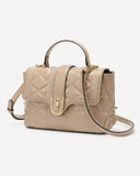 شنطة كتف صغيرة جلد طبيعي لون بيج - 1