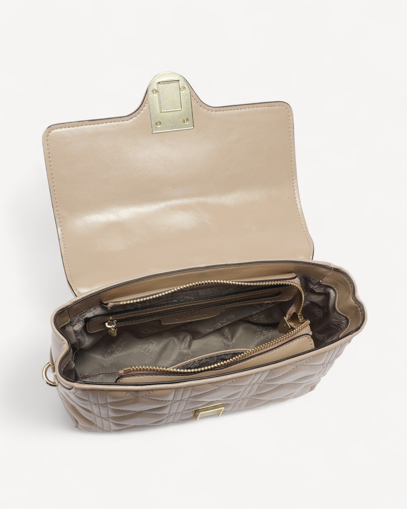 شنطة كتف صغيرة جلد طبيعي لون بيج - 4