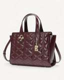 شنطة كتف جلد طبيعي بحامل لون عنابي - 1