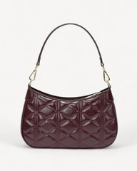 Half Moon Women's Luxury Leather Handbag and Shoulder Bag - Maroon