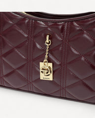 Half Moon Women's Luxury Leather Handbag and Shoulder Bag - Maroon