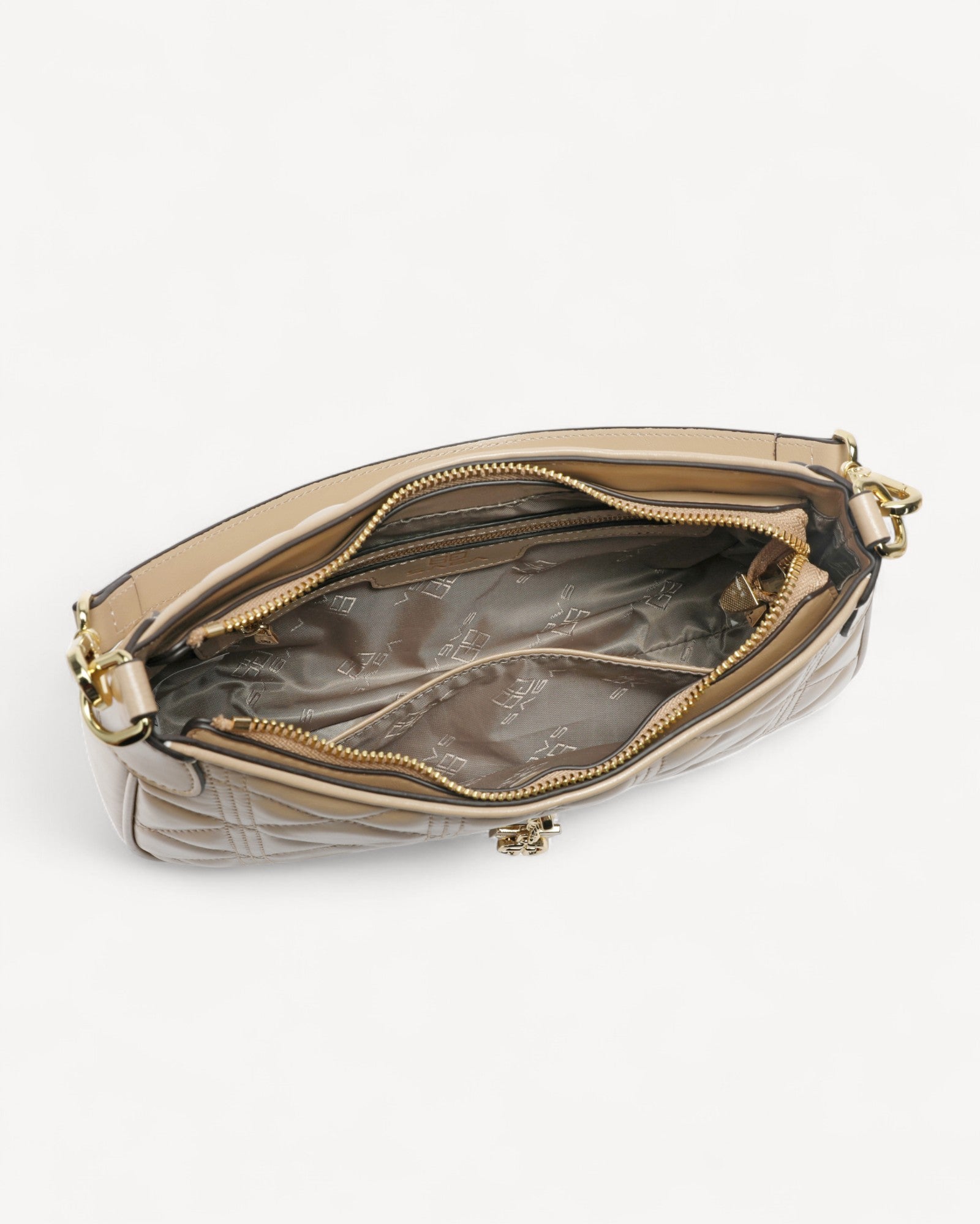 شنطة كتف جلد طبيعي بحزام قابل للتعديل لون بيج - 4