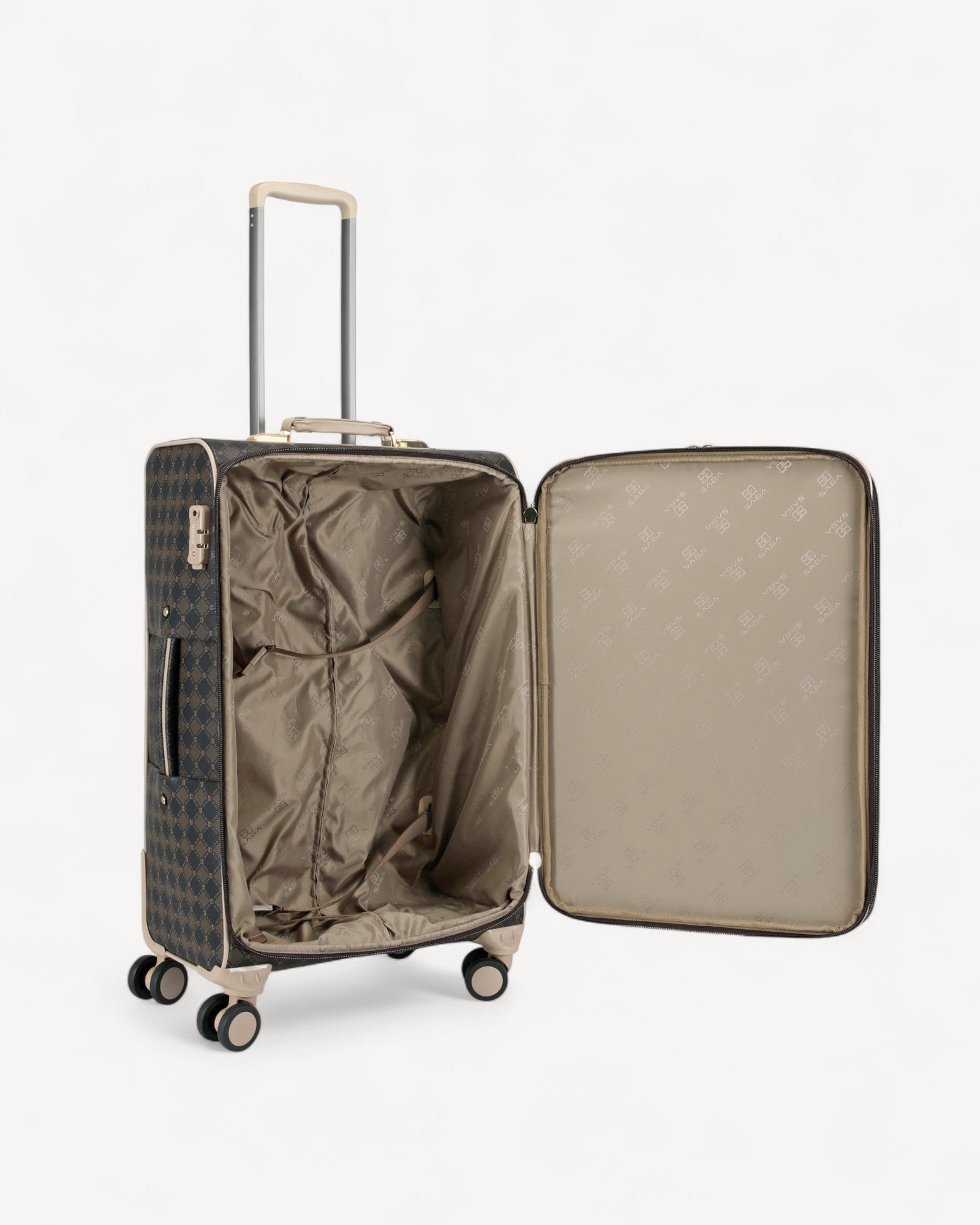 شنطة سفر وسط مقاس 25 إنش لون بني - 4