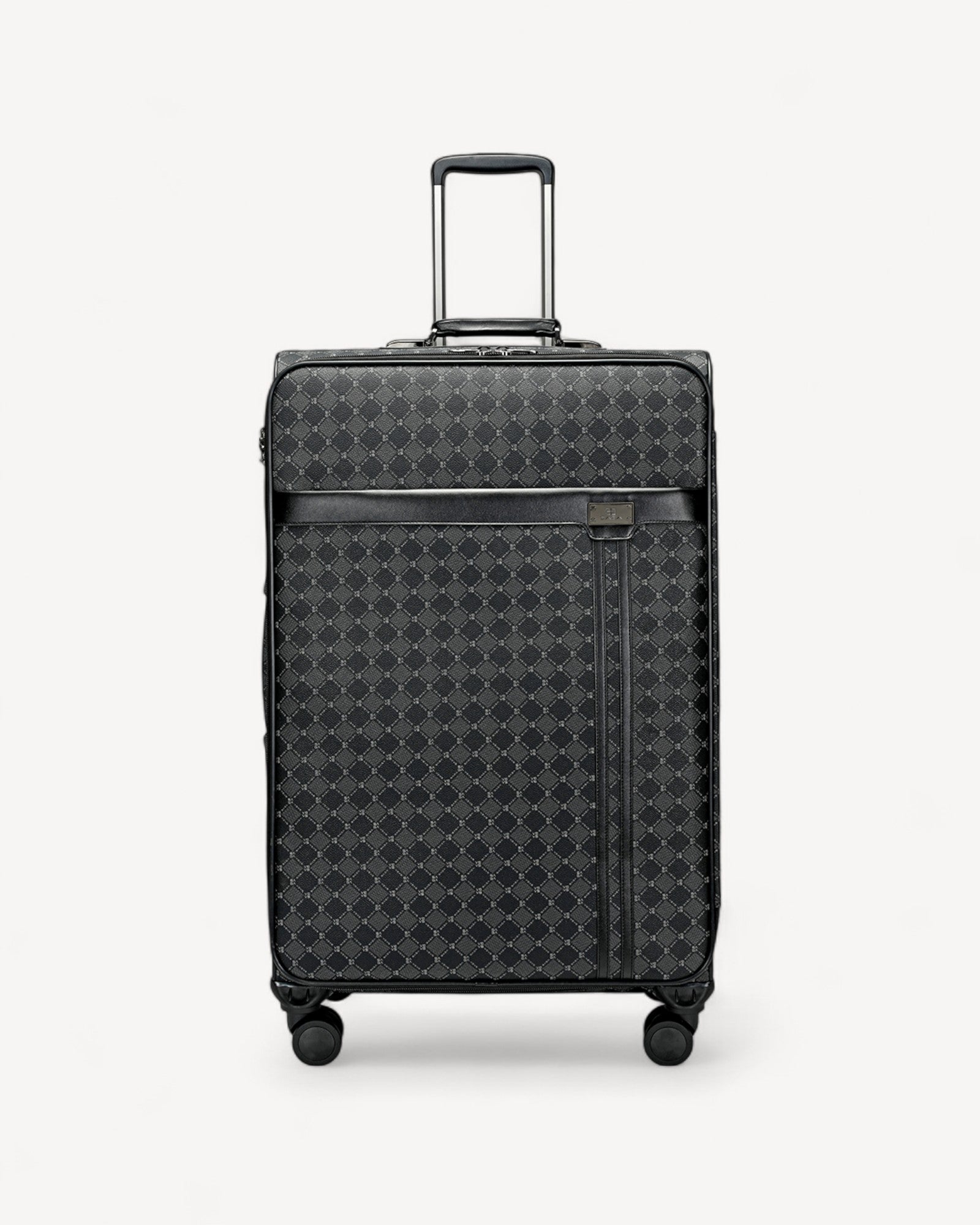 Luxury 29-inch Suitcase - Grey with Classic Print, Scratch and Water Resistant with TSA Lock and 360° Wheels