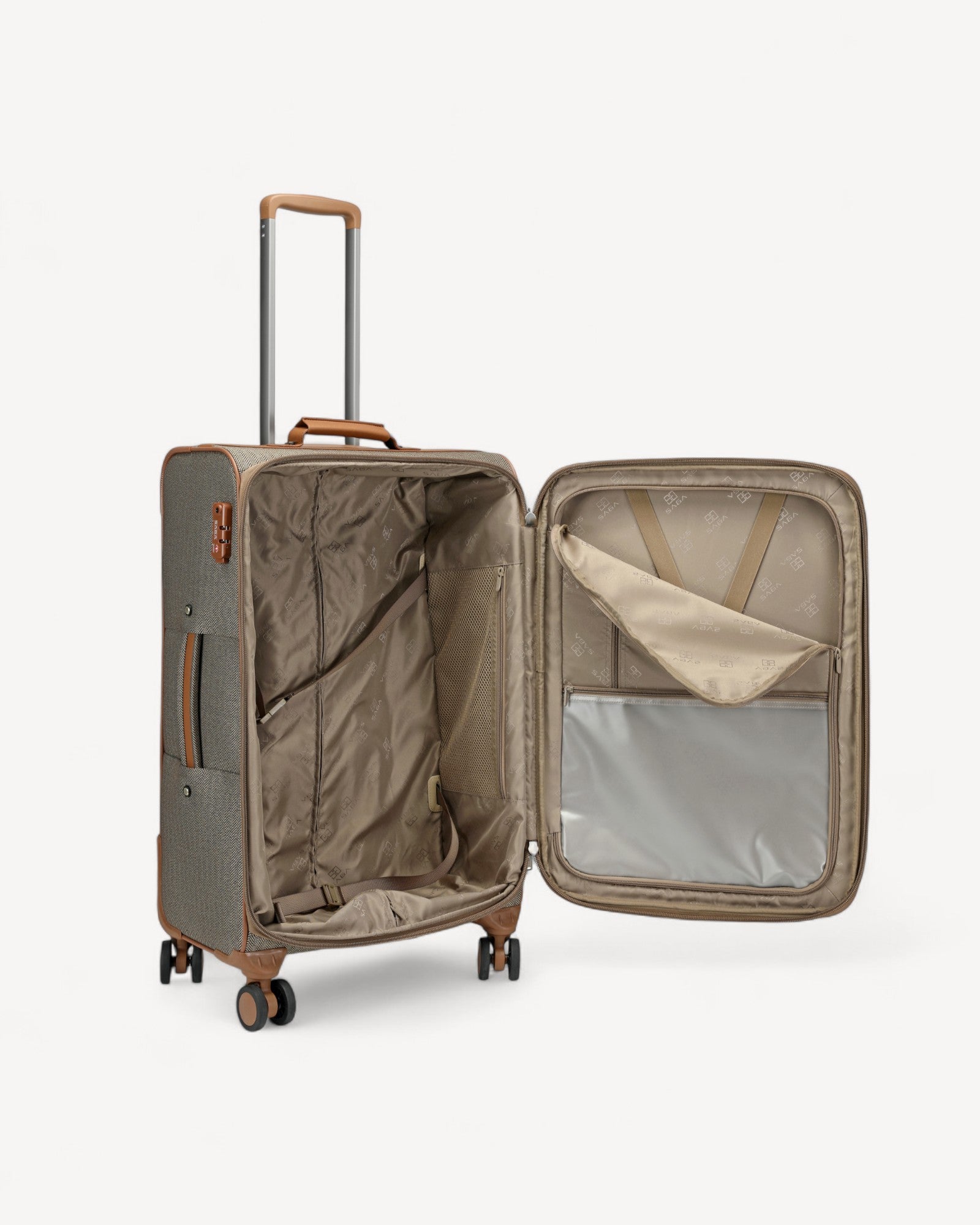 شنطة سفر قماش وسط مقاس 25 إنش لون بني - 4