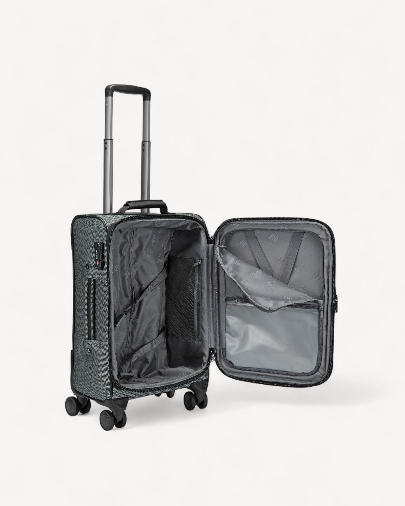 شنطة سفر قماش كابينة الطائرة لون رمادي اسود - 4