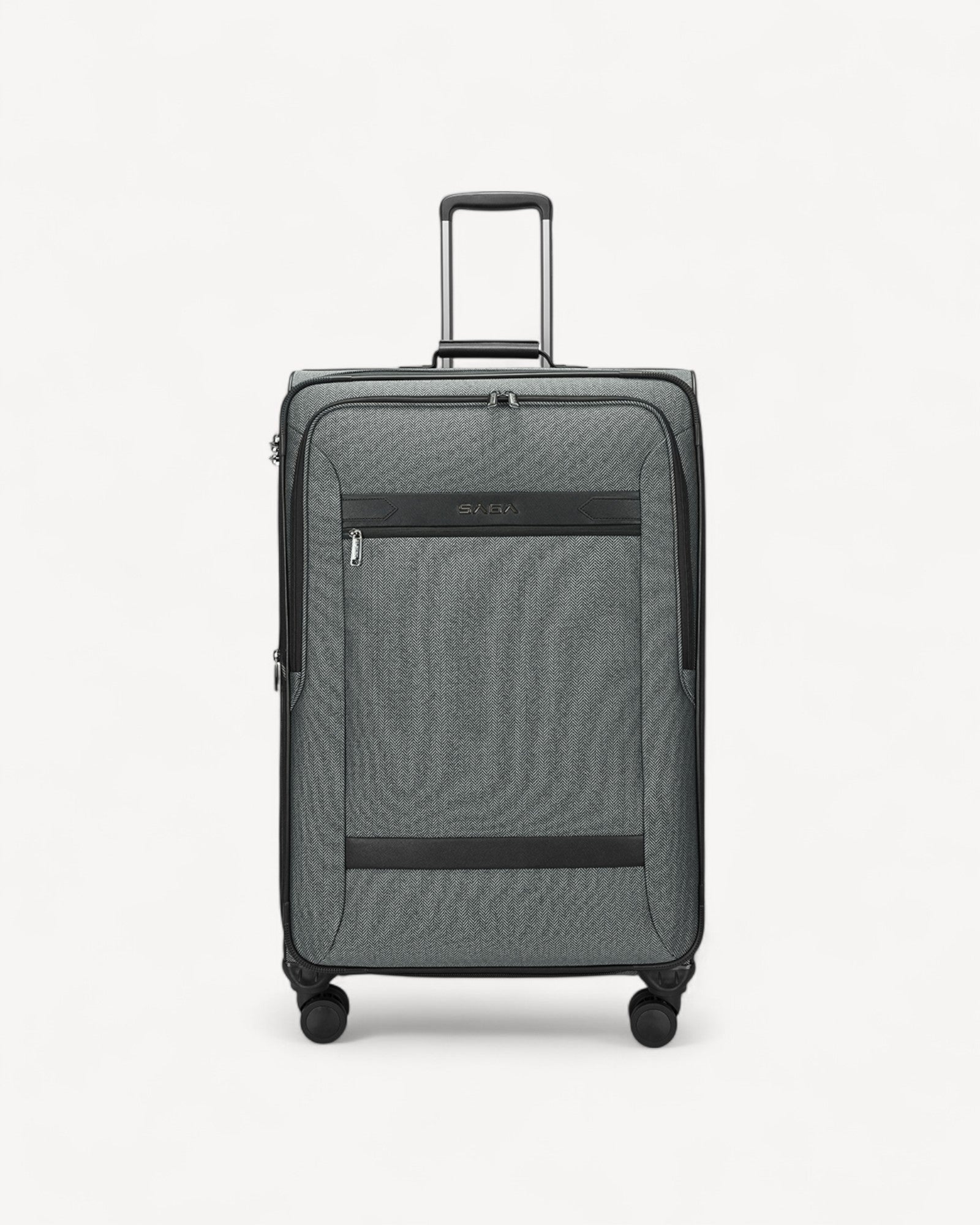 Saga 29-inch Premium Polyester Fabric Spinner Suitcase in Navy with 360° Wheels and TSA Lock