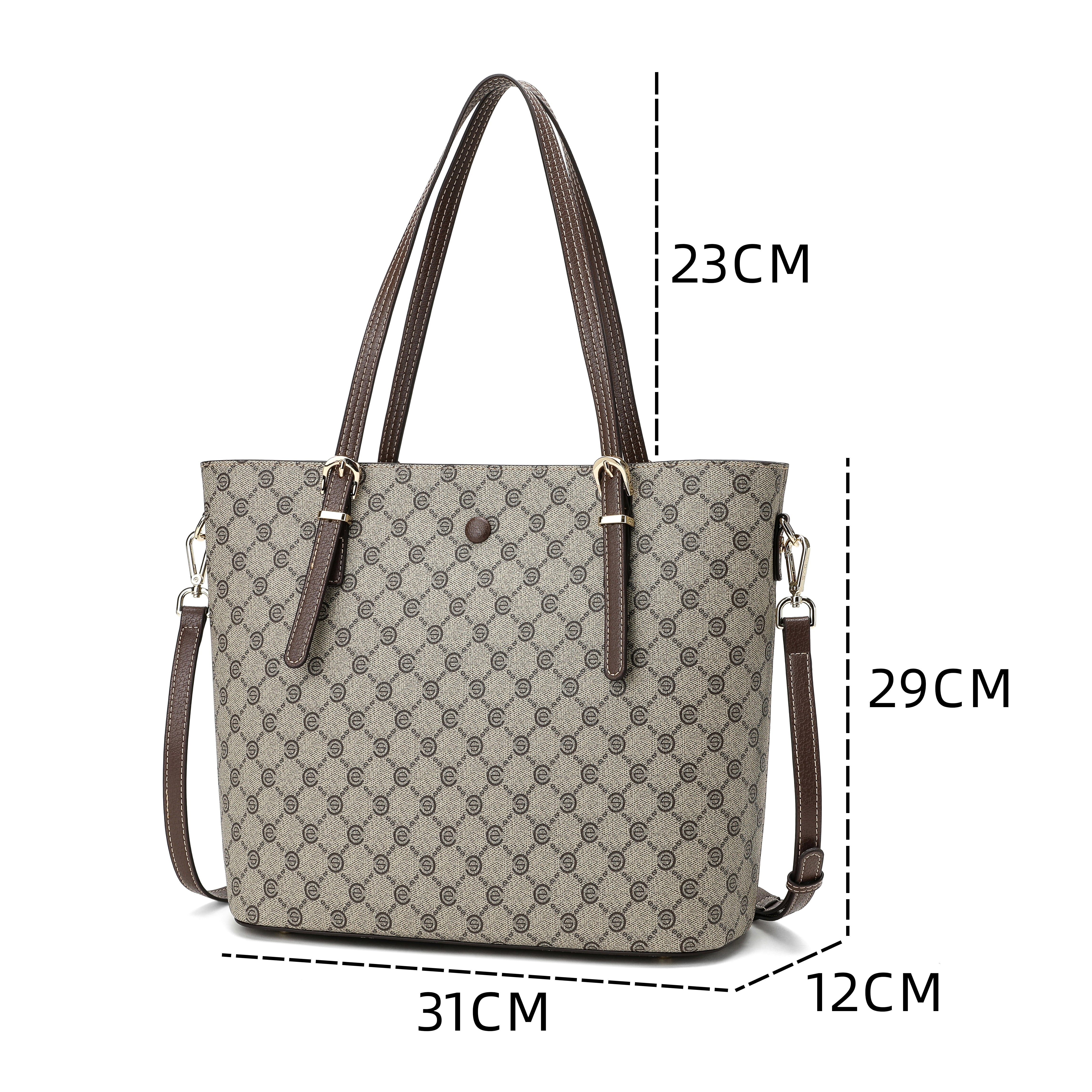 شنطة توت بمقبض علوي وحزام كتف لون بني فاتح - 5