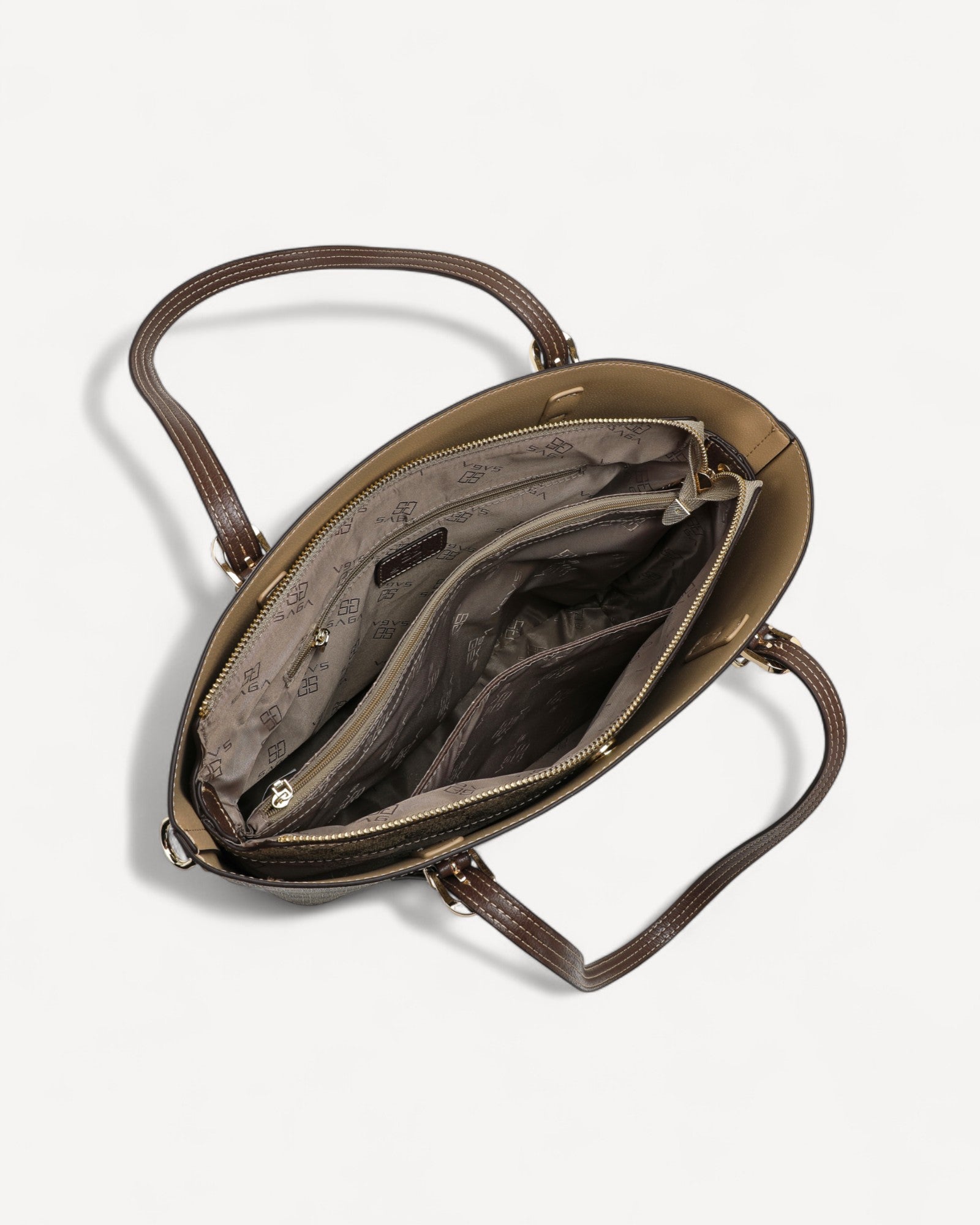 شنطة توت بمقبض علوي وحزام كتف لون بني فاتح - 4