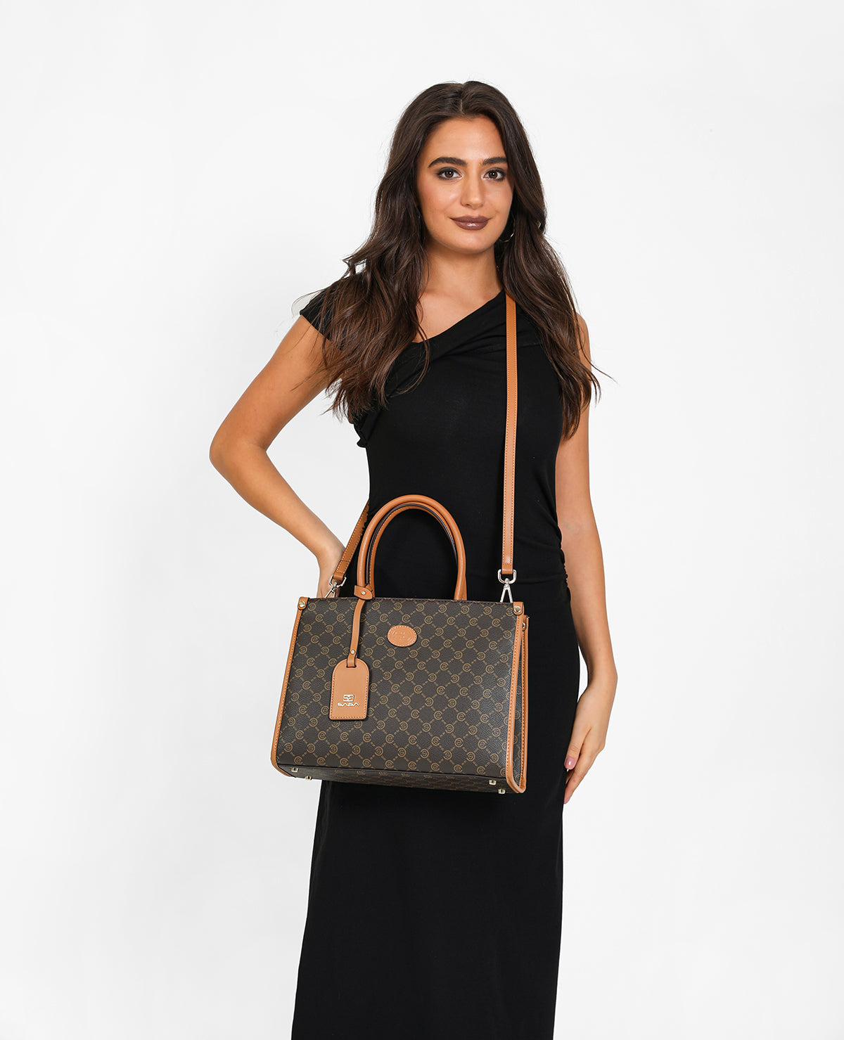 شنطة كتف بحزام قابل للفصل لون بني غامق - 9