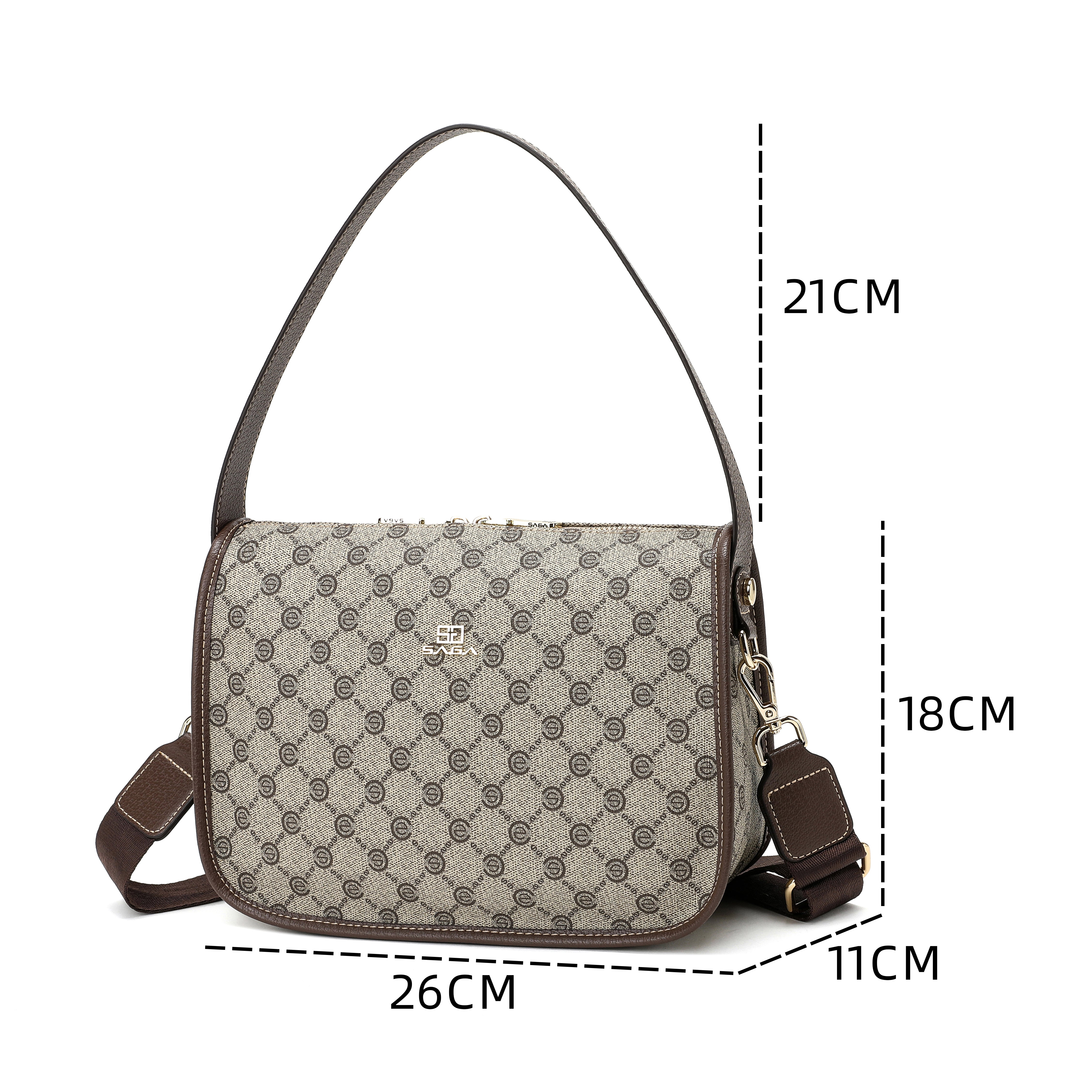 حقيبة كروس بدي بحزام كتف لون بني فاتح - 5