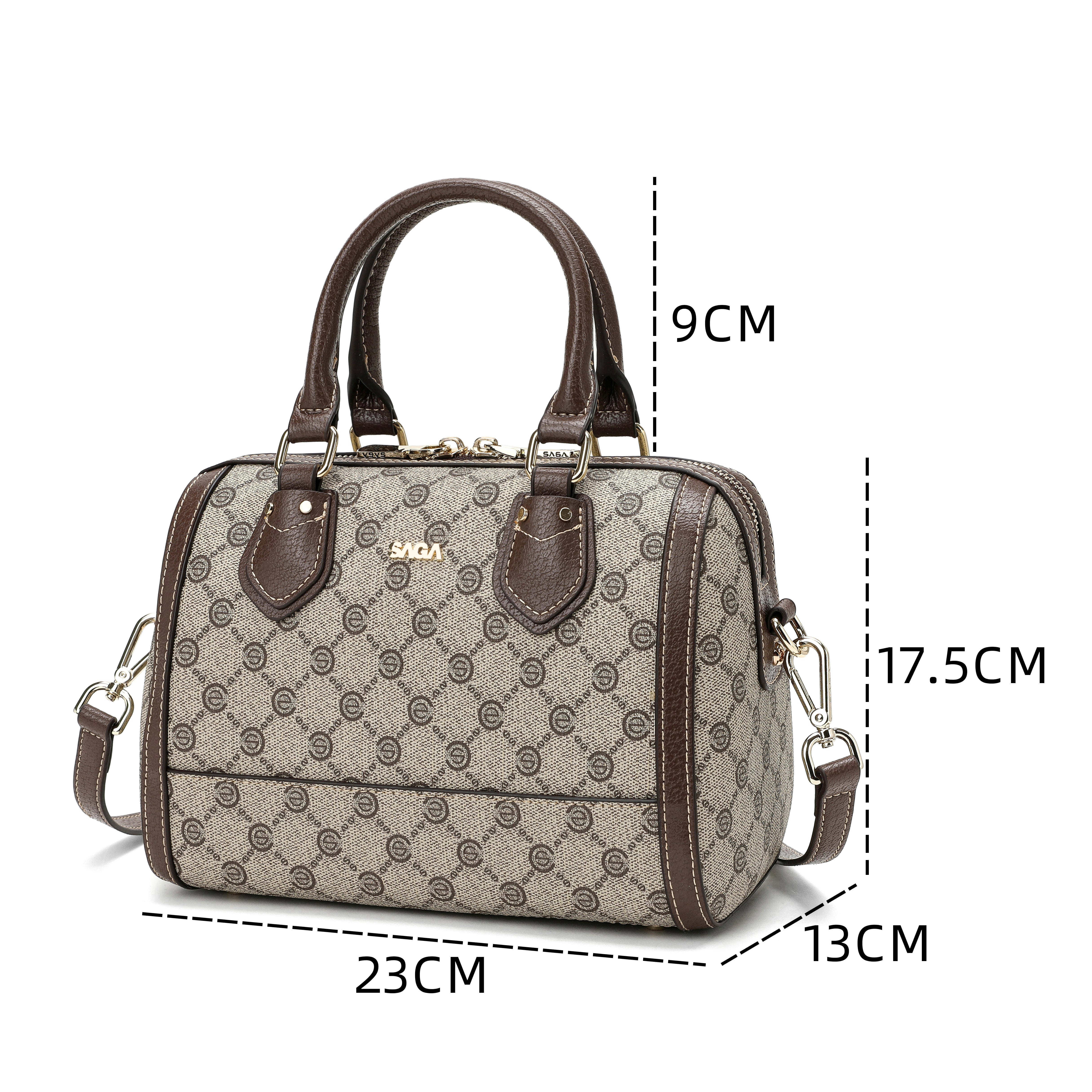 شنطة ساتشيل صغيرة بمقبض وحامل لون بني فاتح - 5