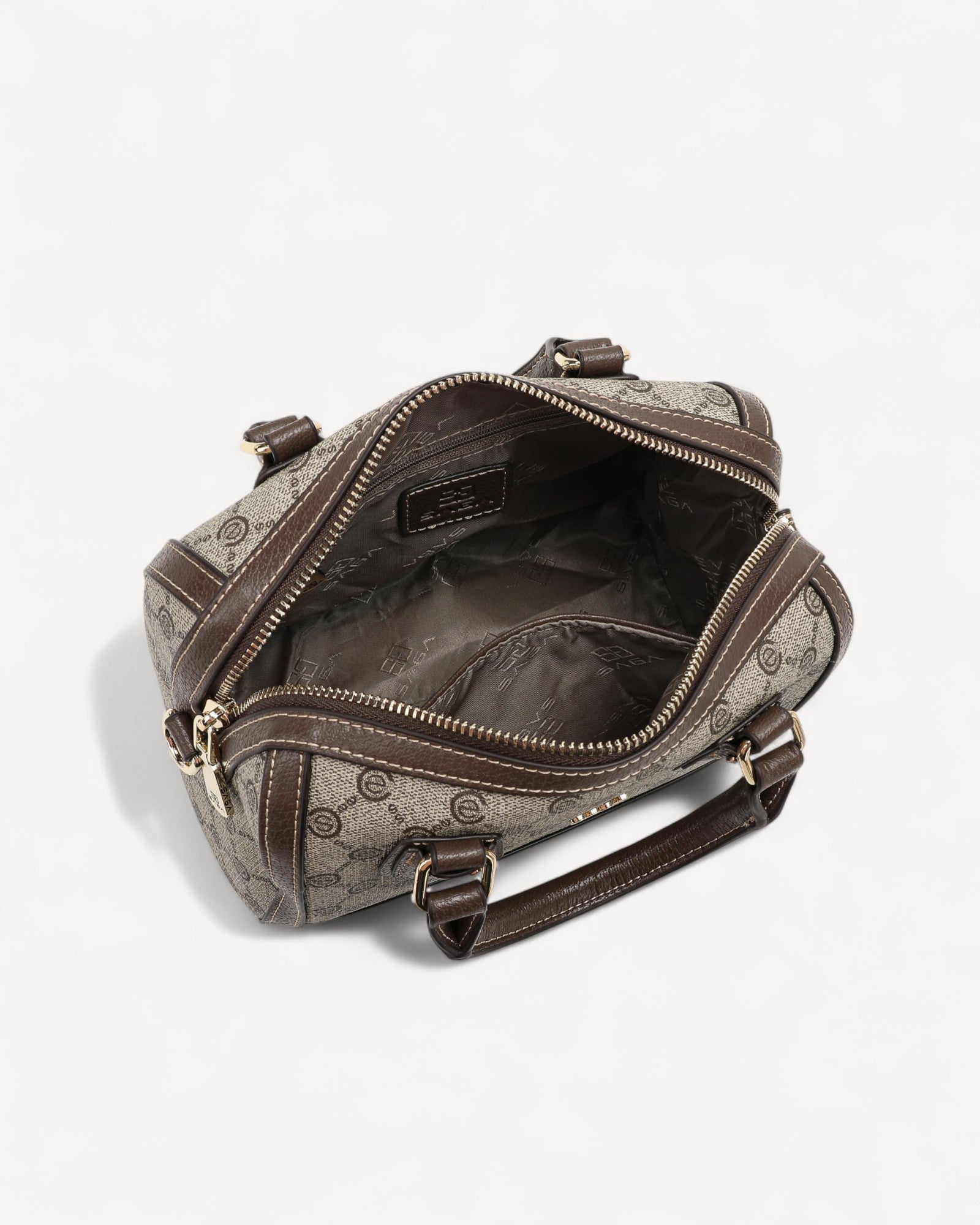 شنطة ساتشيل صغيرة بمقبض وحامل لون بني فاتح - 4