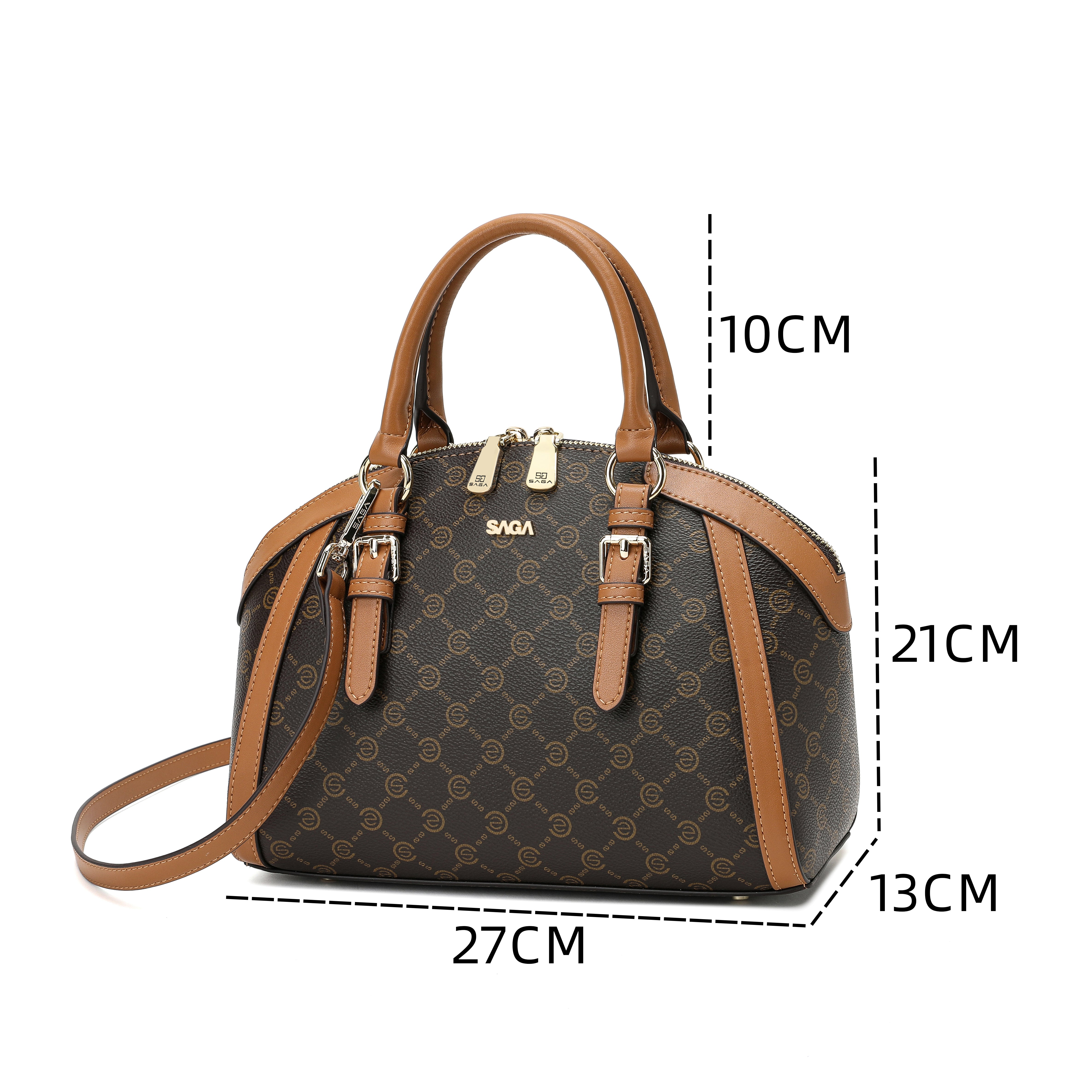 شنطة ساتشيل صغيرة بحامل لون بني غامق - 5