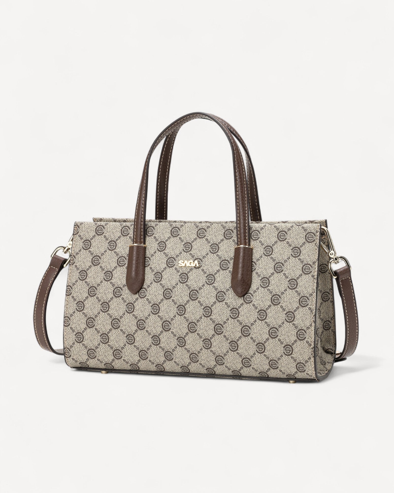 شنطةة كتف مونوغرام بحامل لون بني فاتح - 1