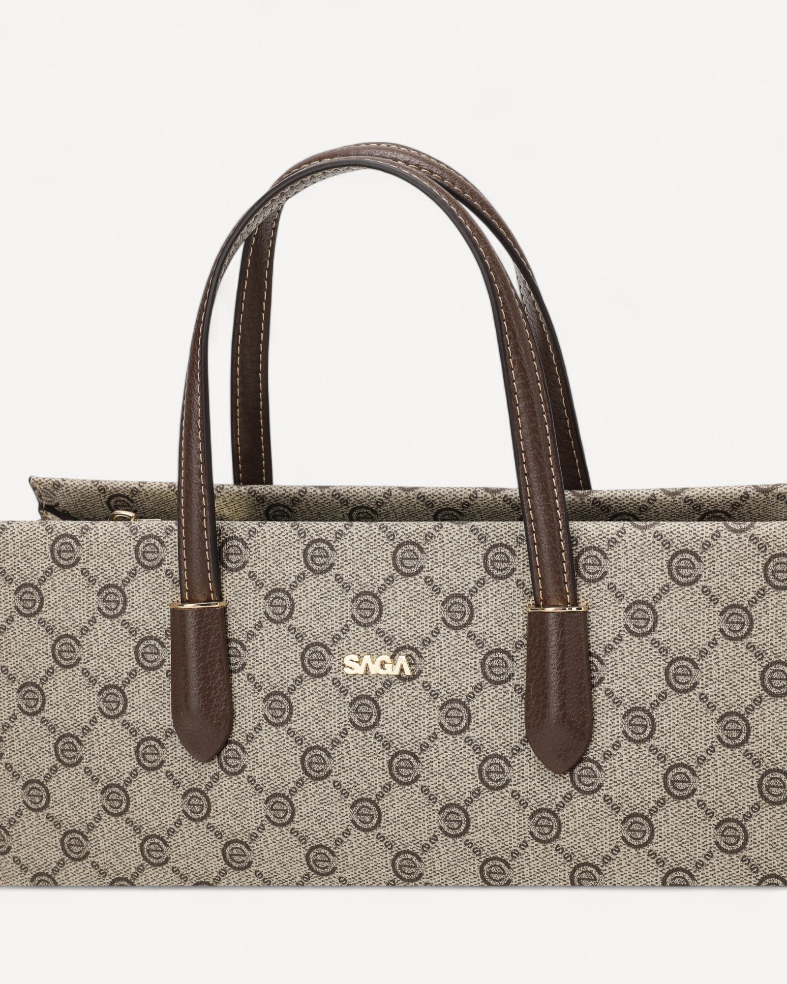 شنطة كتف مونوغرام بحامل لون بني فاتح - 3