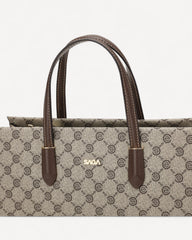 شنطة كتف مونوغرام بحامل لون بني فاتح - 3