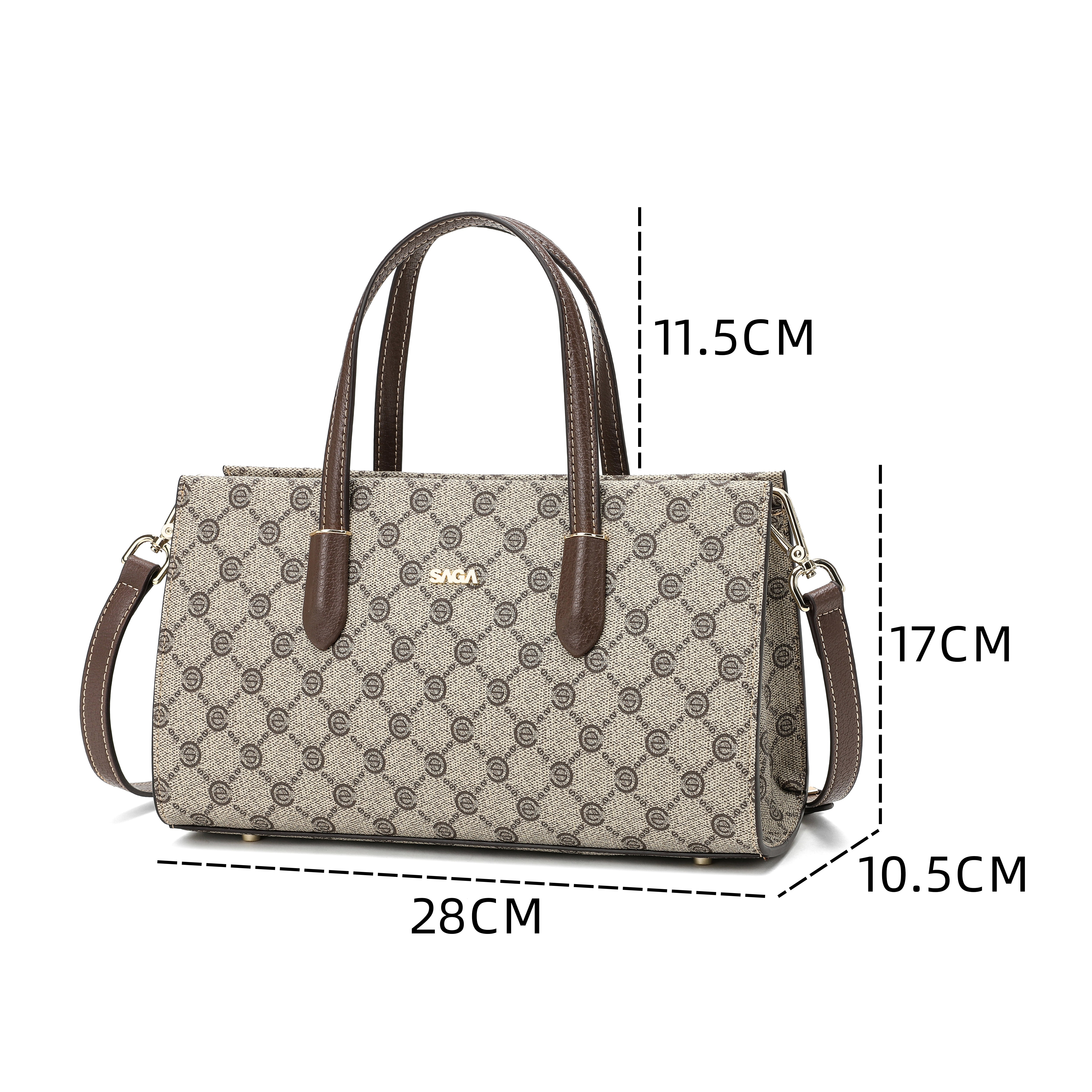 شنطة كتف مونوغرام بحامل لون بني فاتح - 5