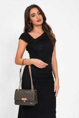 شنطة كتف بحامل قابل للتعديل لون بني غامق - 10