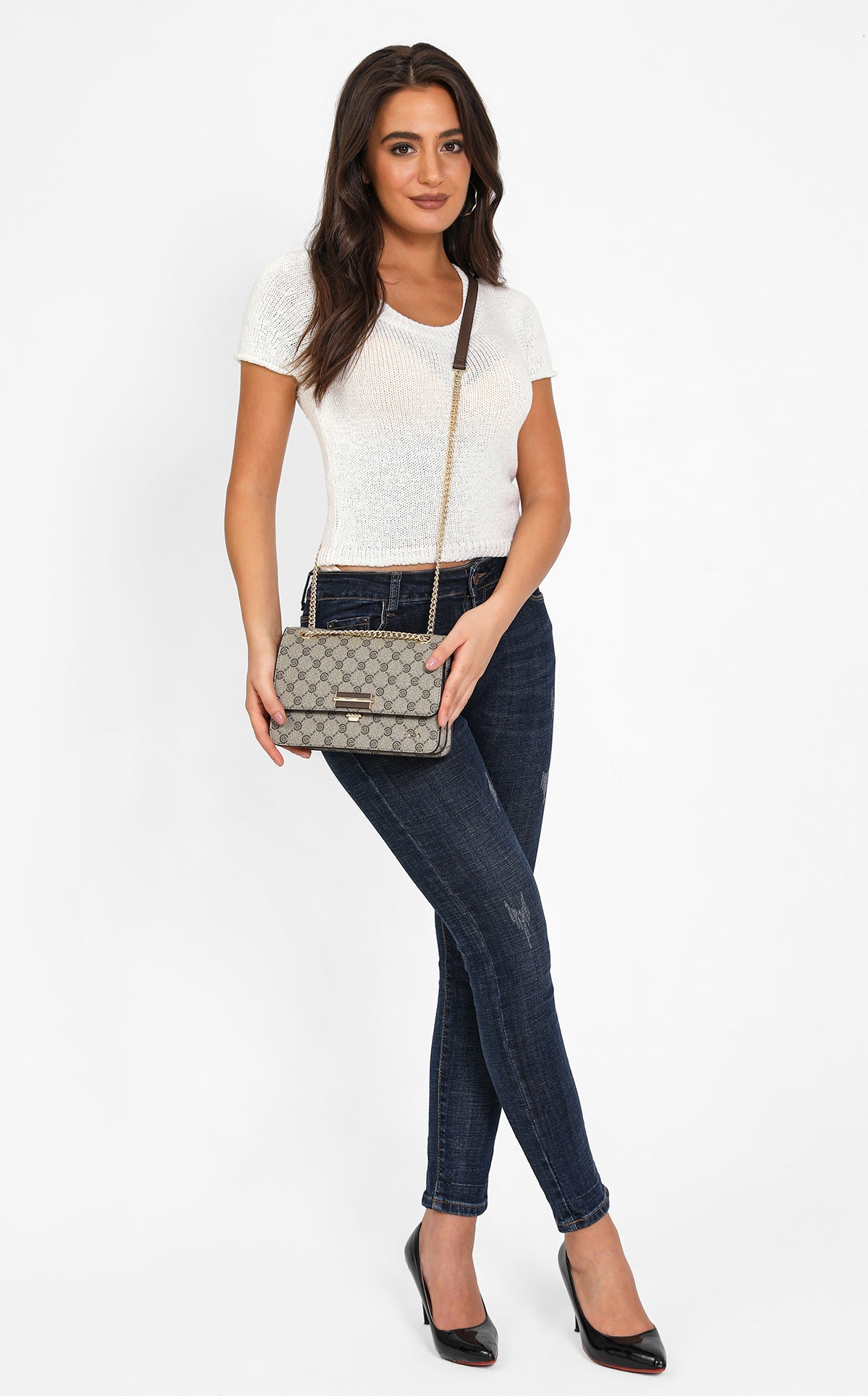 شنطة كتف بحامل قابل للتعديل لون بني فاتح - 10