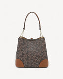 شنطة كتف بتصميم دلو لون بني غامق - 2