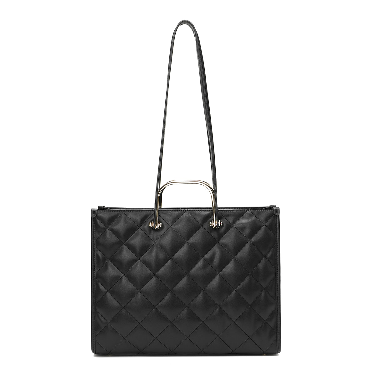 Wide bag of luxurious leather, width 34 cm - black