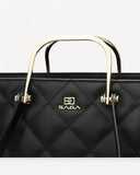 شنطة توت جلد بمقابض معدنية لون اسود - 3