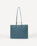 شنطة توت جلد بمقابض معدنية لون تركواز - 2