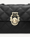 شنطة كتف جلد طبيعي بحزام قابل للفصل لون اسود - 3