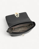 شنطة كتف جلد طبيعي بحزام قابل للفصل لون اسود - 4