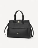 شنطة كتف جلد طبيعي بحامل قابل للتعديل لون اسود - 1