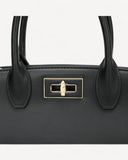 شنطة كتف جلد طبيعي بحامل قابل للتعديل لون اسود - 3
