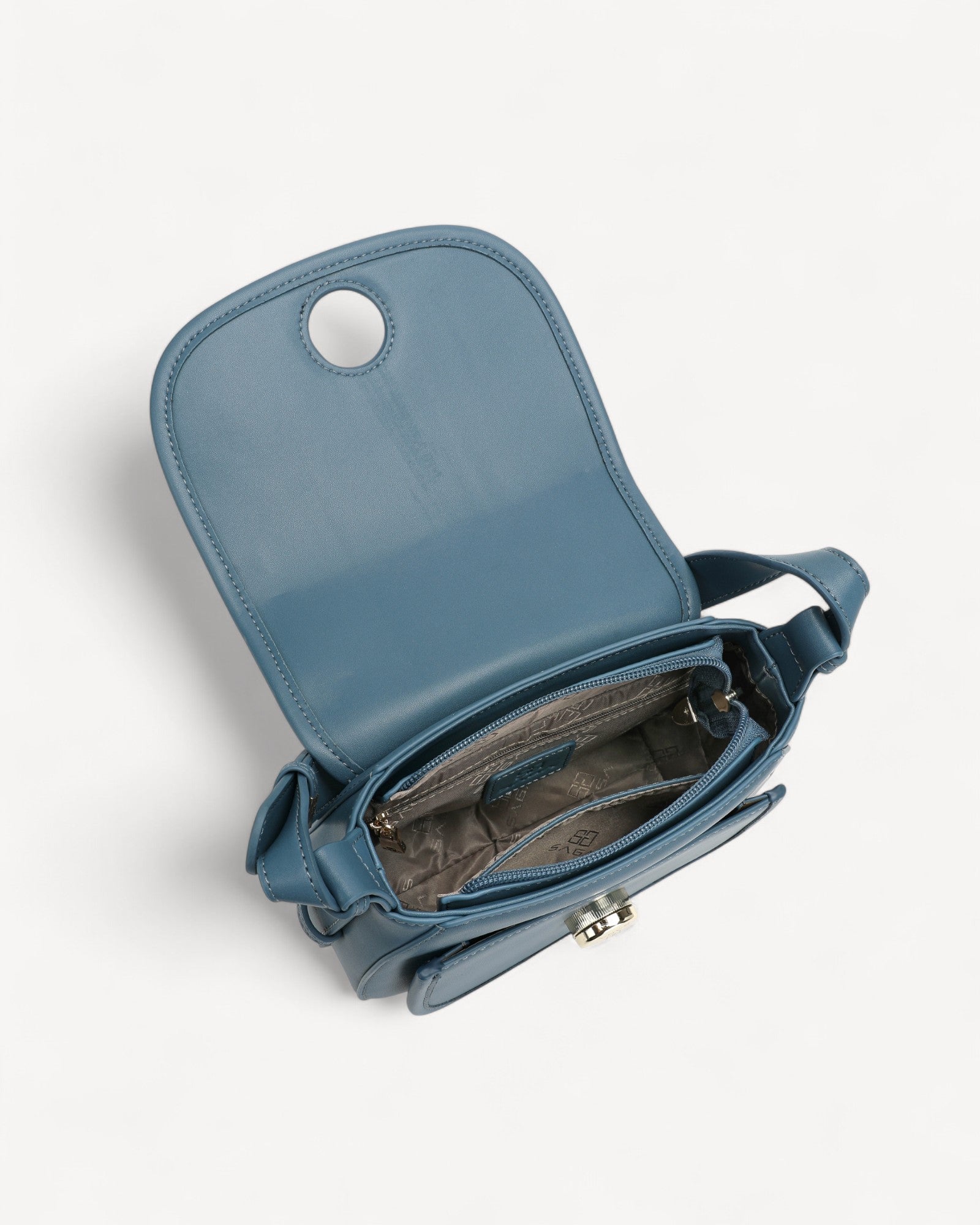 شنطة كروس بدي جلد بحزام قابل للتعديل لون تركواز - 4