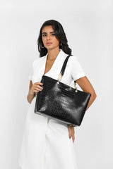 Black Crocodile Leather Luxury Bag