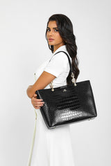 Black Crocodile Leather Luxury Bag