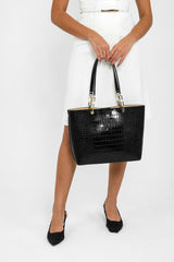 Black Crocodile Leather Luxury Bag