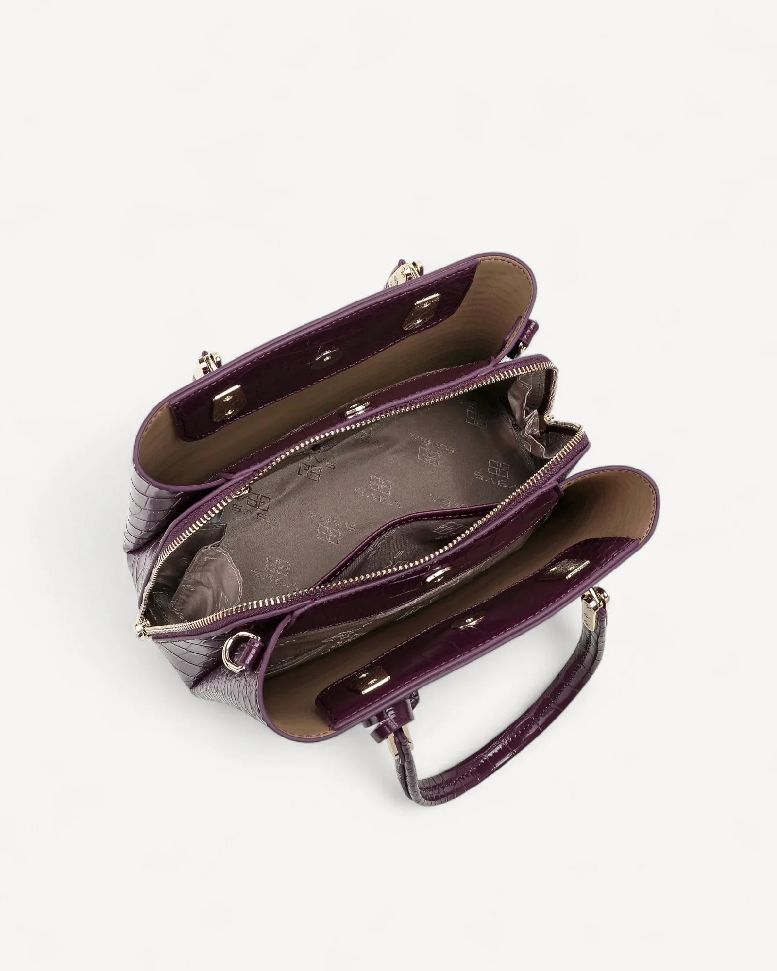 شنطة كتف نقشة تمساح بحزام كتف لون عنابي - 4