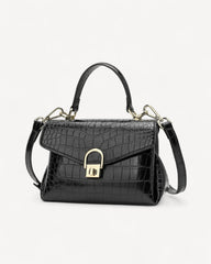Shiny Crocodile Bag with Gold Lock Luxury Leather Available in Multiple Colors
