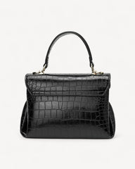 Shiny Crocodile Bag with Gold Lock Luxury Leather Available in Multiple Colors