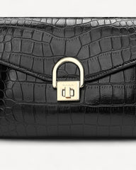 Shiny Crocodile Bag with Gold Lock Luxury Leather Available in Multiple Colors