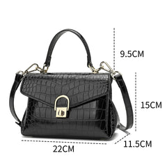 Shiny Crocodile Bag with Gold Lock Luxury Leather Available in Multiple Colors