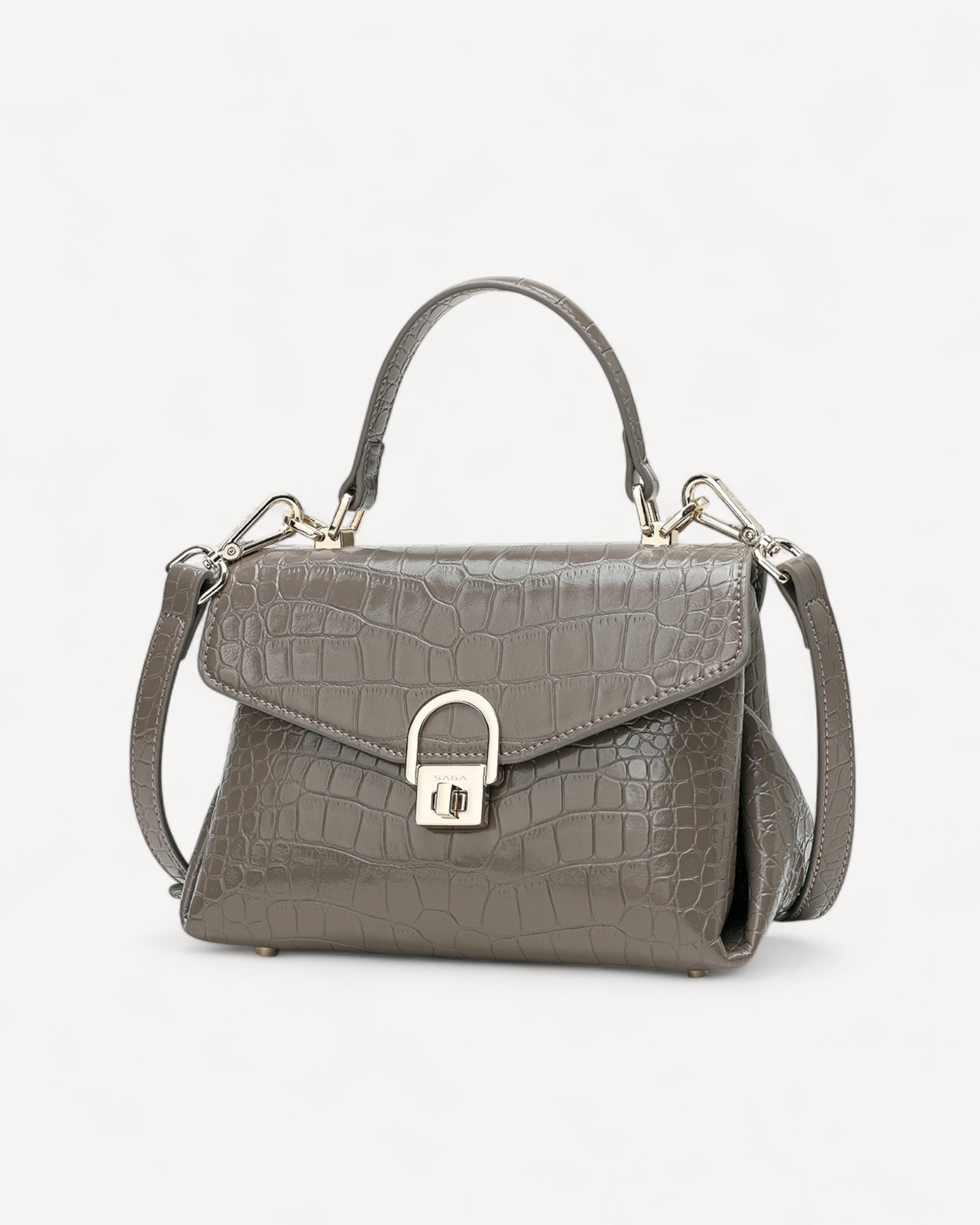 Shiny Crocodile Bag with Gold Lock Luxury Leather Available in Multiple Colors