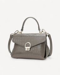 Shiny Crocodile Bag with Gold Lock Luxury Leather Available in Multiple Colors