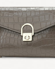 Shiny Crocodile Bag with Gold Lock Luxury Leather Available in Multiple Colors