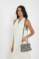 Shiny Crocodile Bag with Gold Lock Luxury Leather Available in Multiple Colors