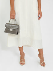 Shiny Crocodile Bag with Gold Lock Luxury Leather Available in Multiple Colors