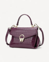 Shiny Crocodile Bag with Gold Lock Luxury Leather Available in Multiple Colors